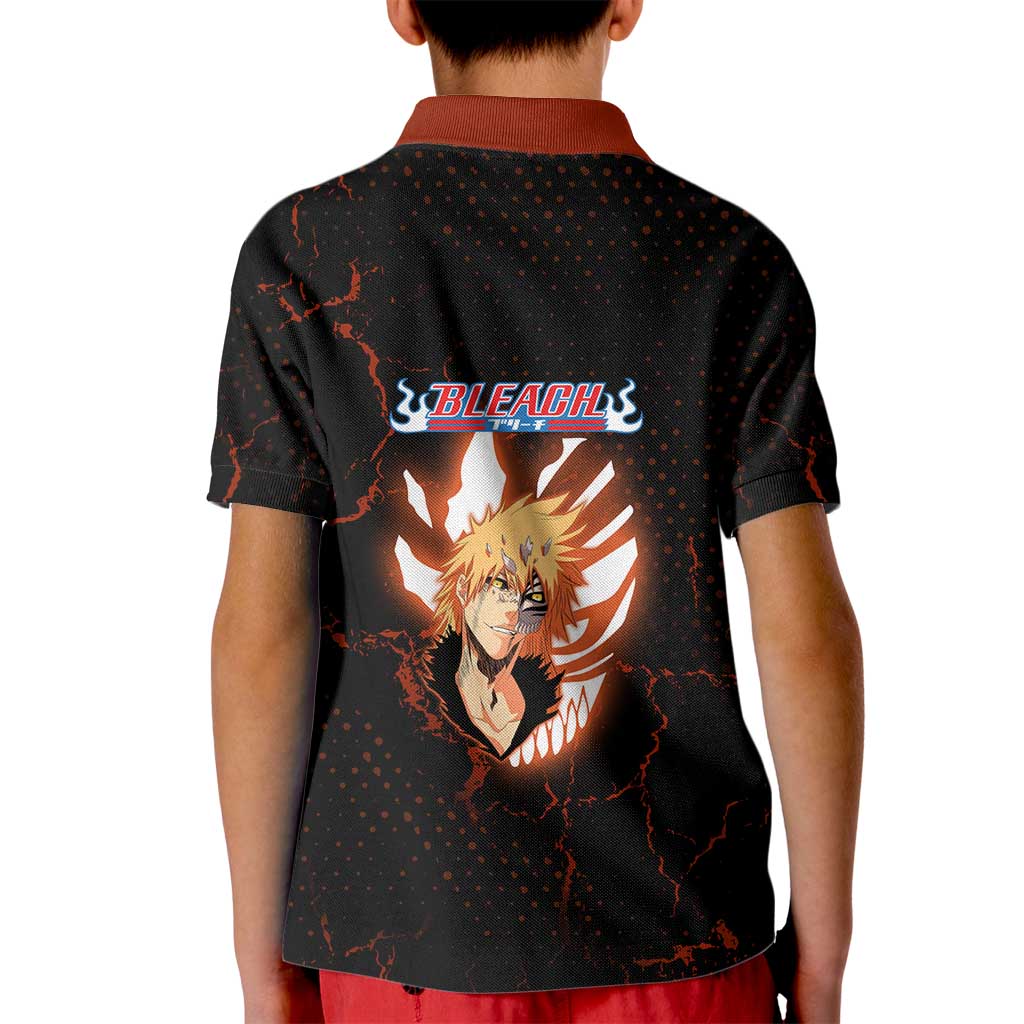 Ichigo Kurosaki Bleach Kid Polo Shirt Fiery Anime Grunge Aesthetic