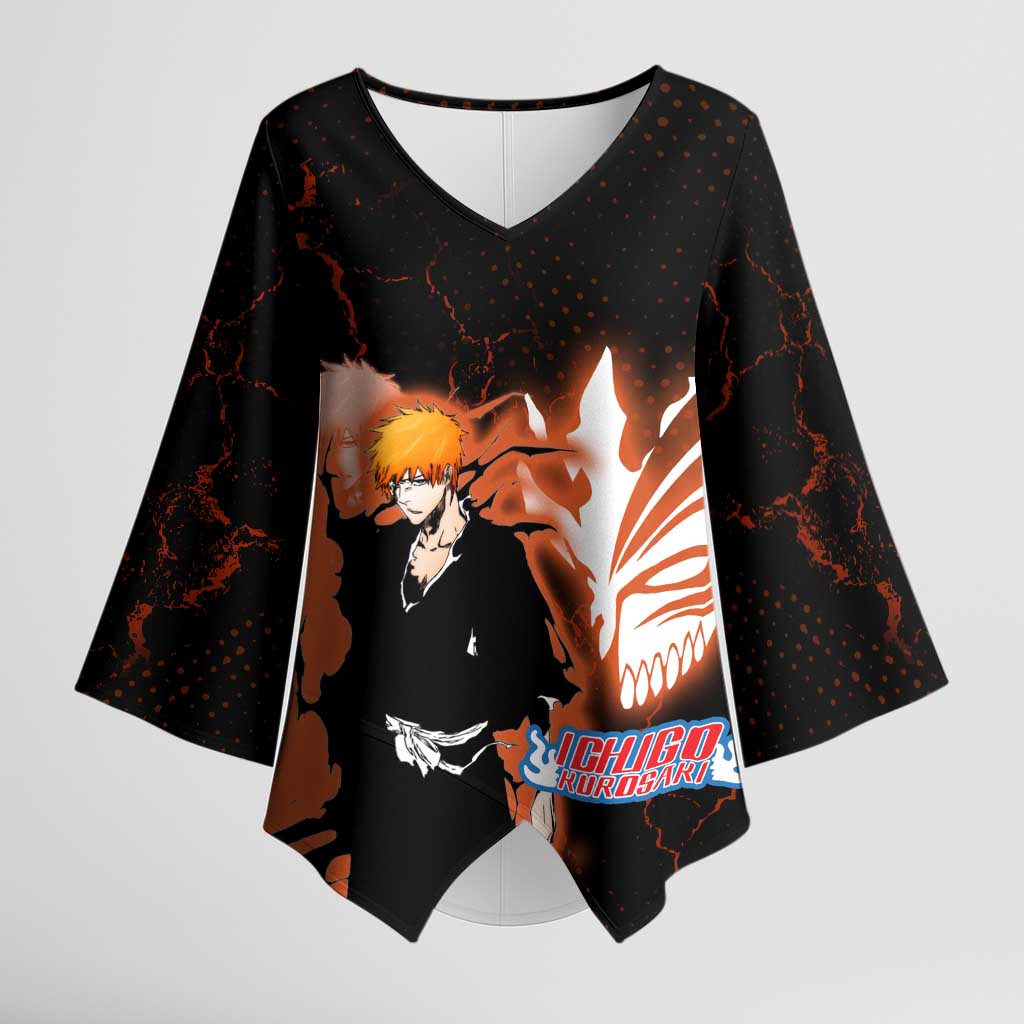 Ichigo Kurosaki Bleach Kimono Sleeve Blouse Fiery Anime Grunge Aesthetic