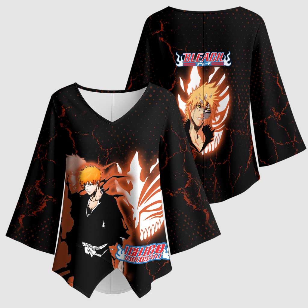 Ichigo Kurosaki Bleach Kimono Sleeve Blouse Fiery Anime Grunge Aesthetic
