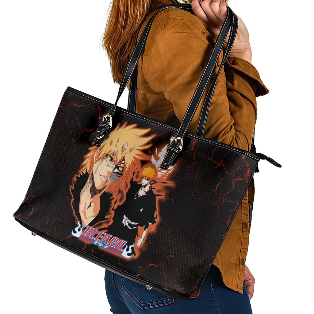 Ichigo Kurosaki Bleach Leather Tote Bag Fiery Anime Grunge Aesthetic