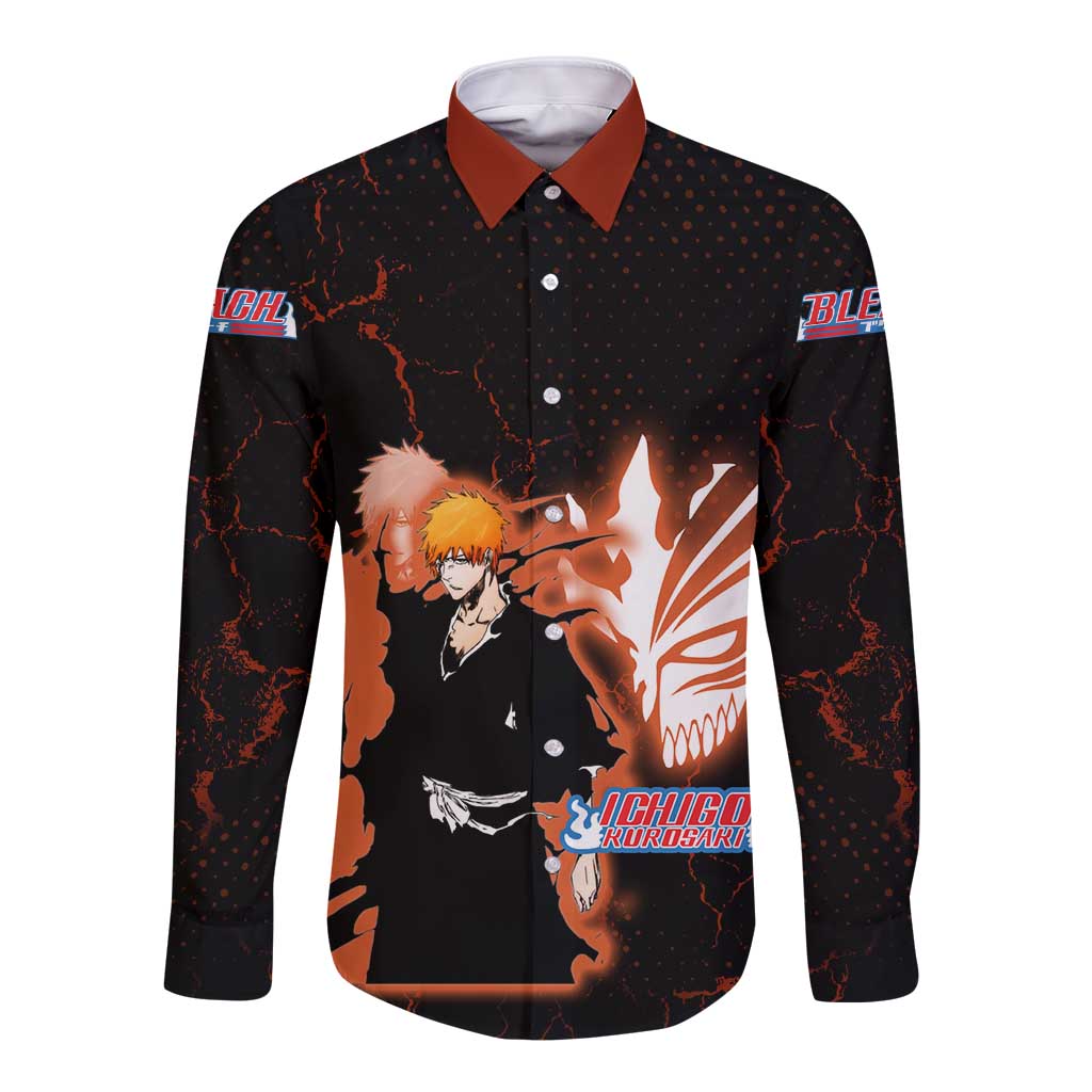 Ichigo Kurosaki Bleach Long Sleeve Button Shirt Fiery Anime Grunge Aesthetic