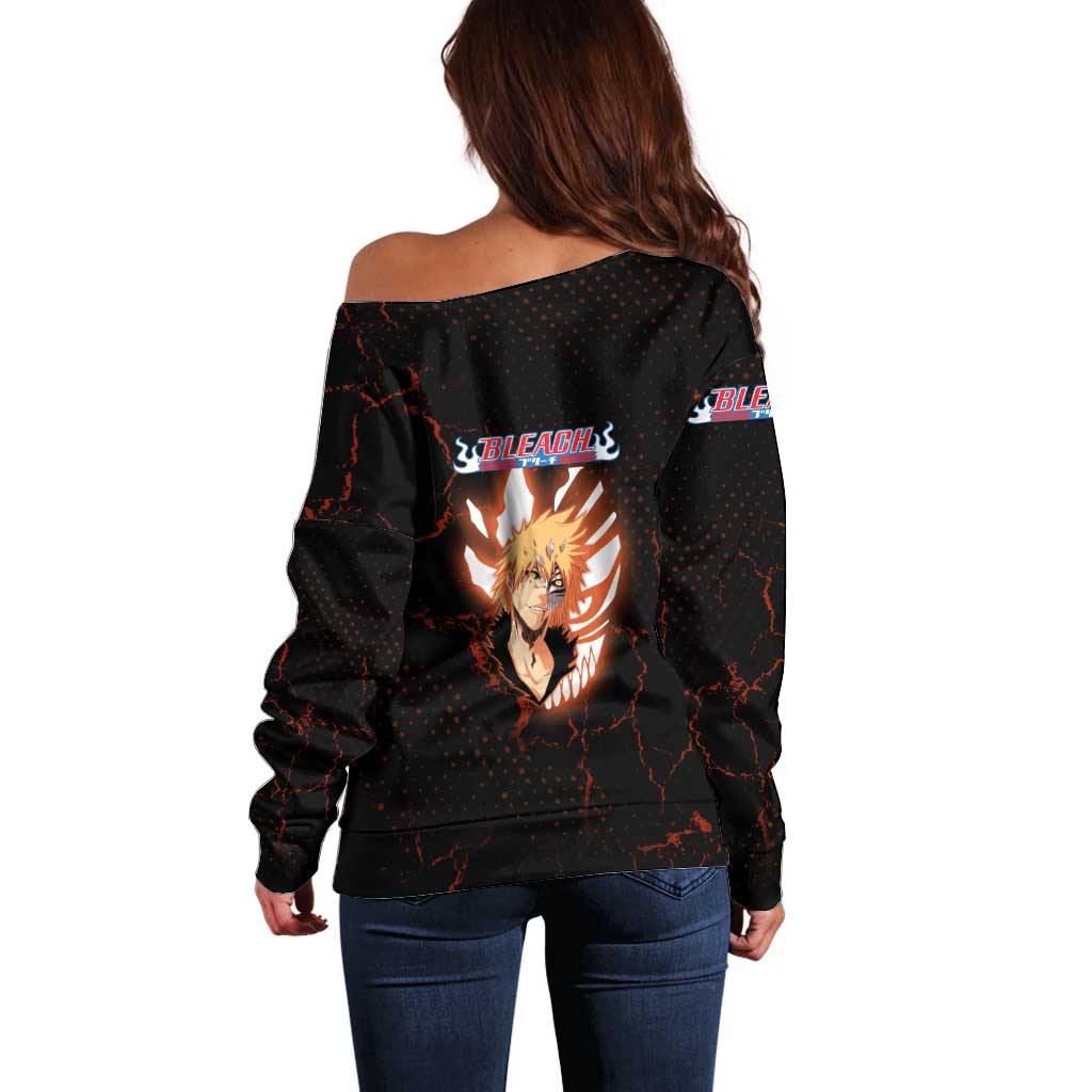 Ichigo Kurosaki Bleach Off Shoulder Sweater Fiery Anime Grunge Aesthetic