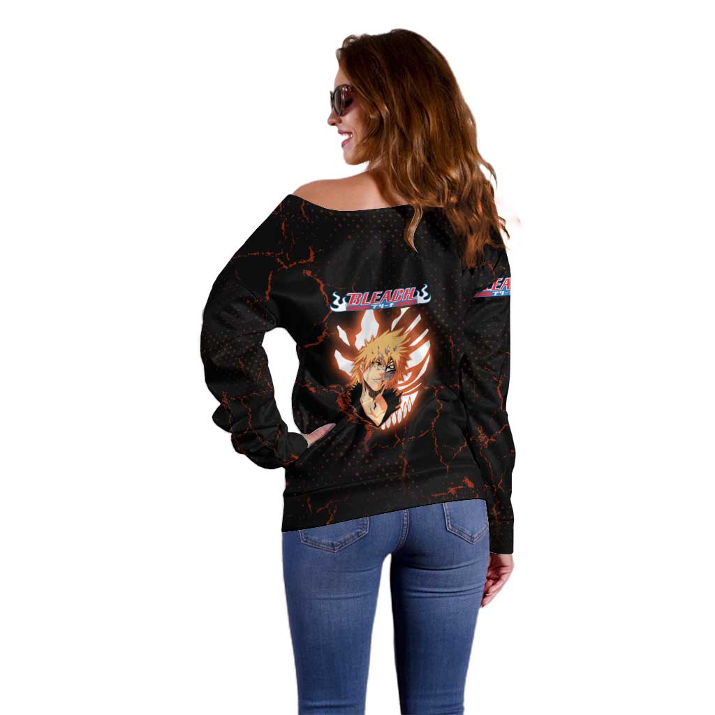 Ichigo Kurosaki Bleach Off Shoulder Sweater Fiery Anime Grunge Aesthetic