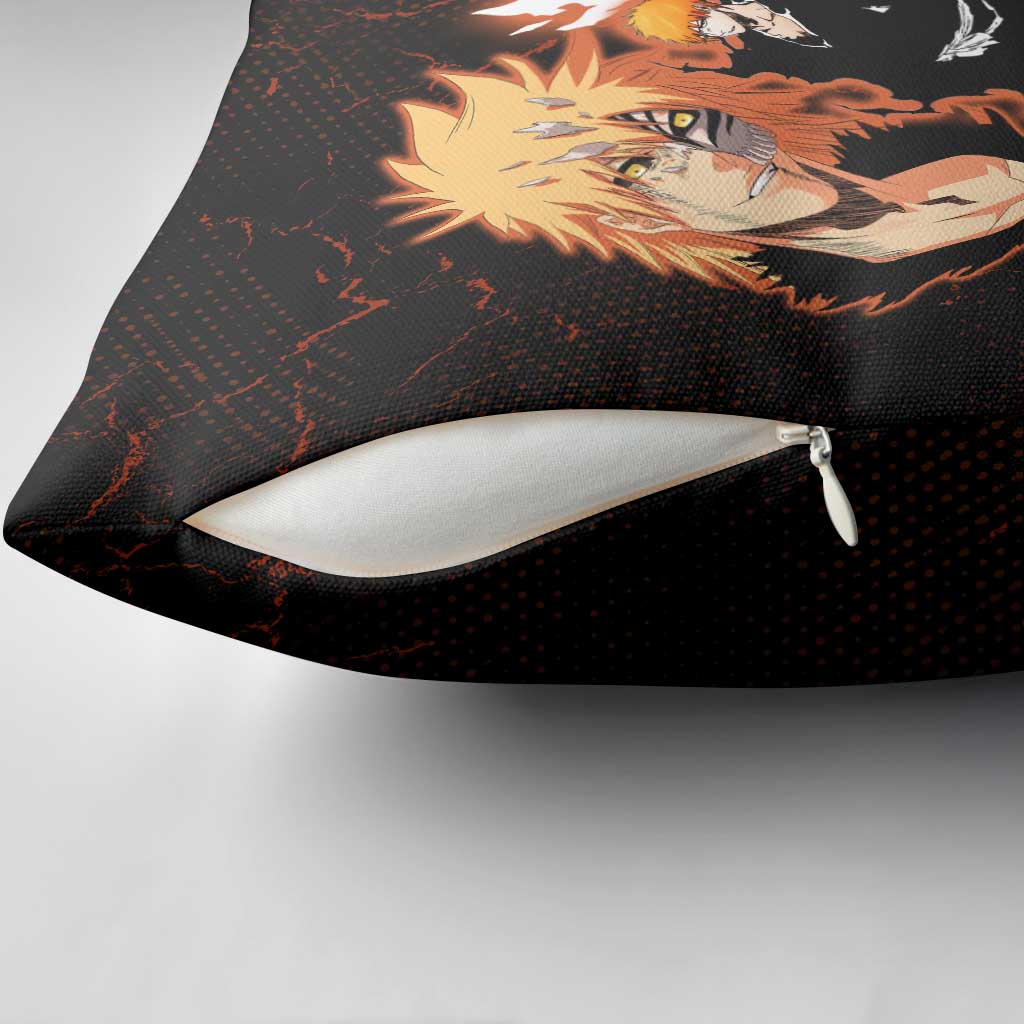 Ichigo Kurosaki Bleach Pillow Cover Fiery Anime Grunge Aesthetic