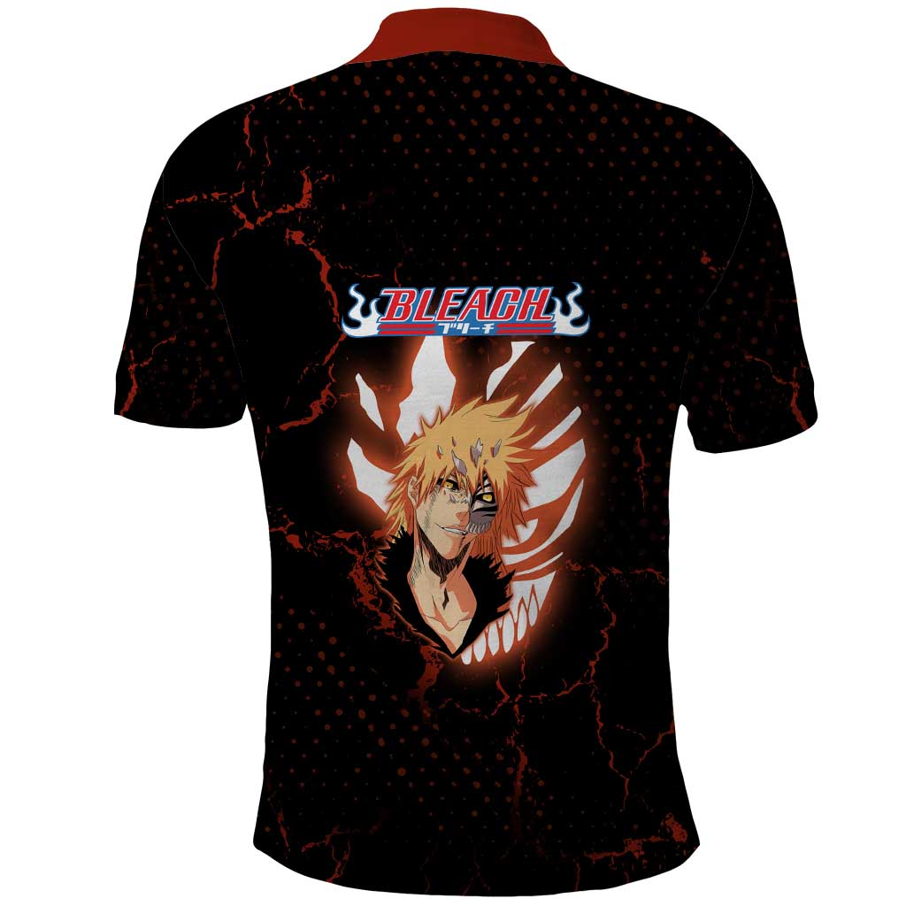 Ichigo Kurosaki Bleach Polo Shirt Fiery Anime Grunge Aesthetic