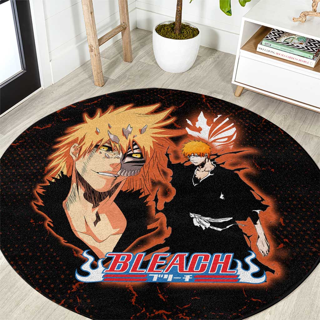 Ichigo Kurosaki Bleach Round Carpet Fiery Anime Grunge Aesthetic