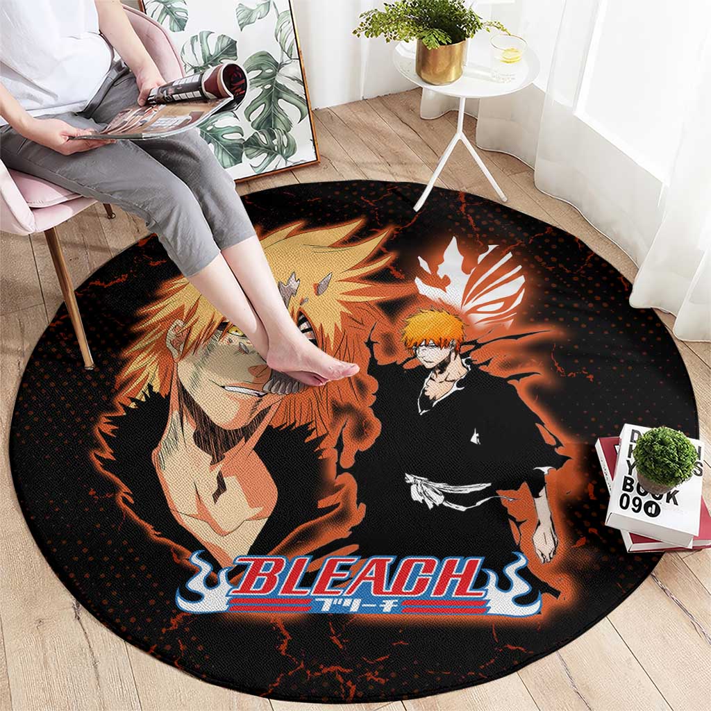 Ichigo Kurosaki Bleach Round Carpet Fiery Anime Grunge Aesthetic