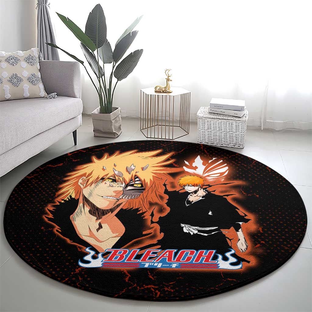 Ichigo Kurosaki Bleach Round Carpet Fiery Anime Grunge Aesthetic