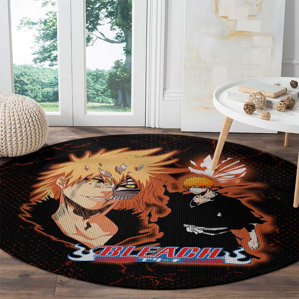Ichigo Kurosaki Bleach Round Carpet Fiery Anime Grunge Aesthetic