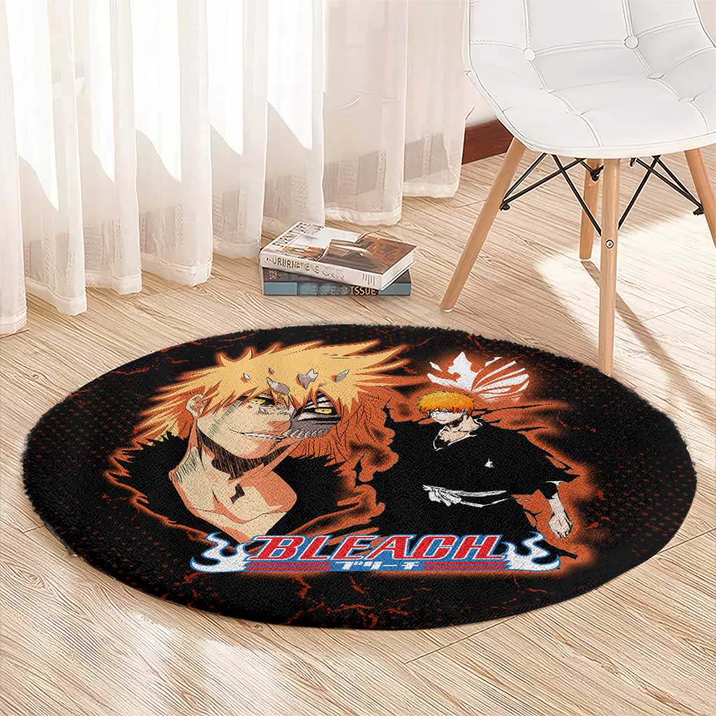 Ichigo Kurosaki Bleach Round Carpet Fiery Anime Grunge Aesthetic