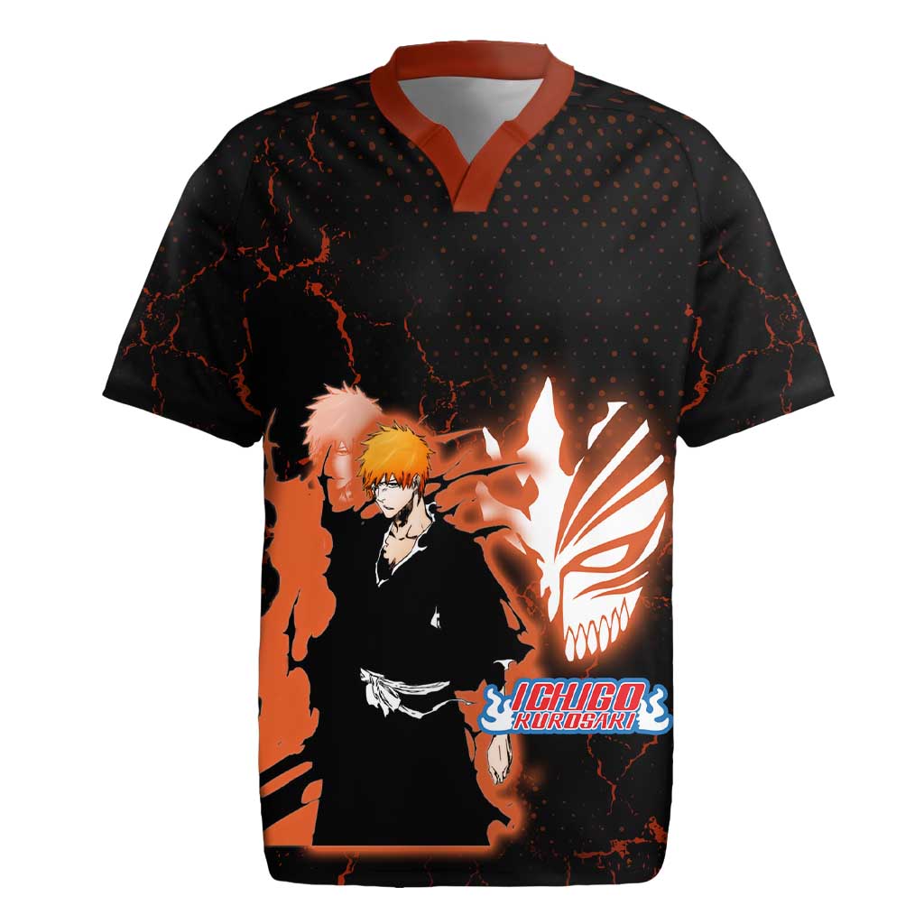 Ichigo Kurosaki Bleach Rugby Jersey Fiery Anime Grunge Aesthetic