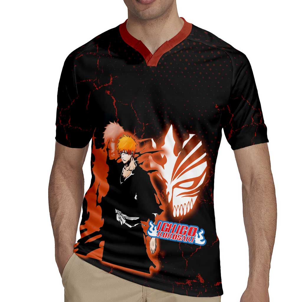 Ichigo Kurosaki Bleach Rugby Jersey Fiery Anime Grunge Aesthetic
