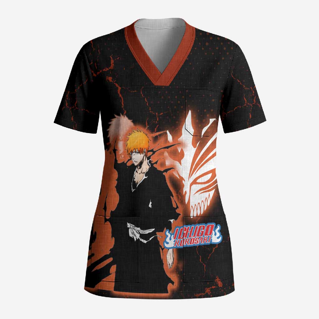Ichigo Kurosaki Bleach Scrub Top Fiery Anime Grunge Aesthetic