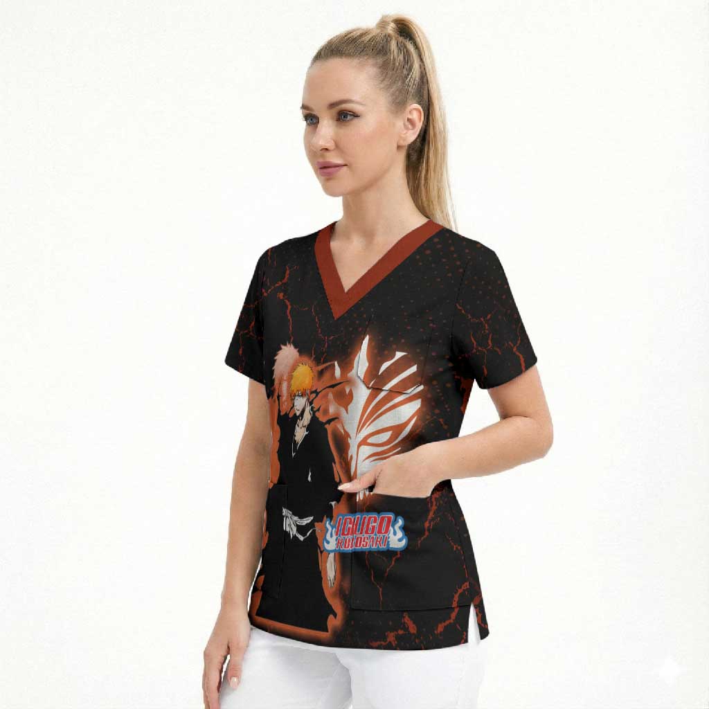 Ichigo Kurosaki Bleach Scrub Top Fiery Anime Grunge Aesthetic