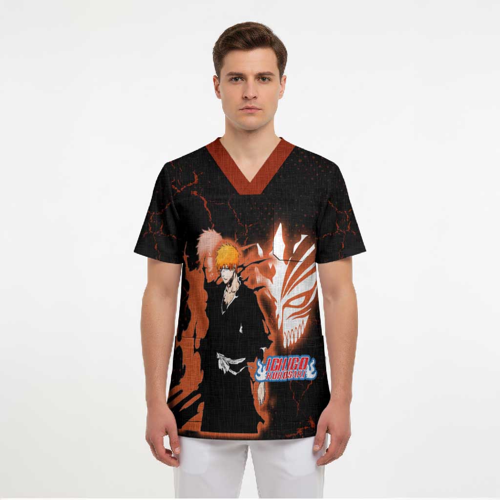 Ichigo Kurosaki Bleach Scrub Top Fiery Anime Grunge Aesthetic
