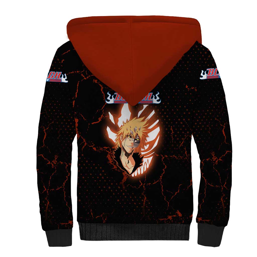 Ichigo Kurosaki Bleach Sherpa Hoodie Fiery Anime Grunge Aesthetic