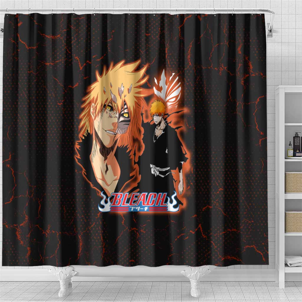 Ichigo Kurosaki Bleach Shower Curtain Fiery Anime Grunge Aesthetic