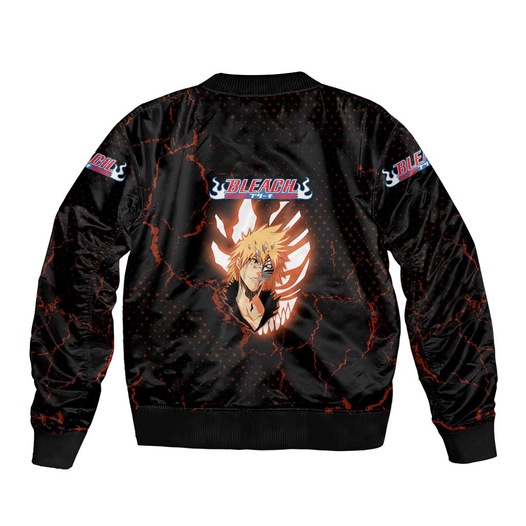 Ichigo Kurosaki Bleach Sleeve Zip Bomber Jacket Fiery Anime Grunge Aesthetic