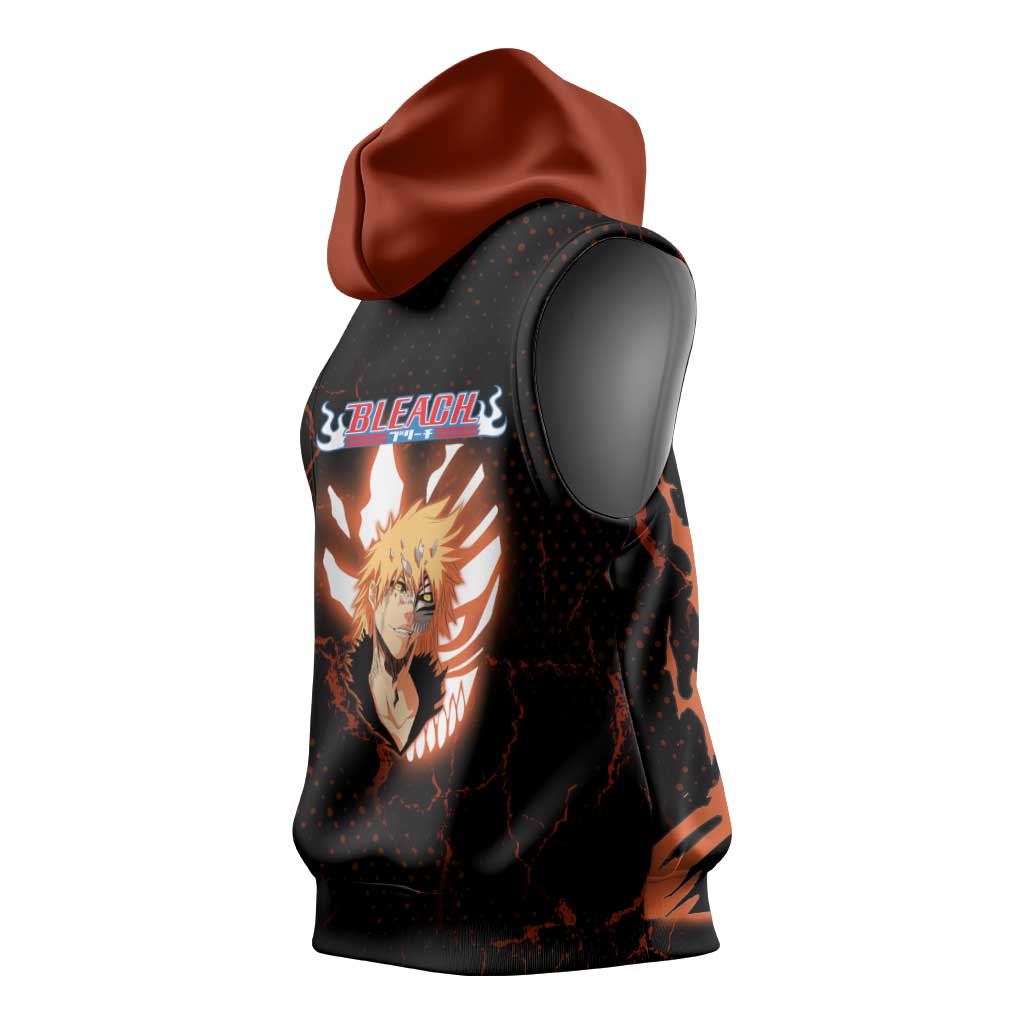 Ichigo Kurosaki Bleach Sleeveless Hoodie Fiery Anime Grunge Aesthetic