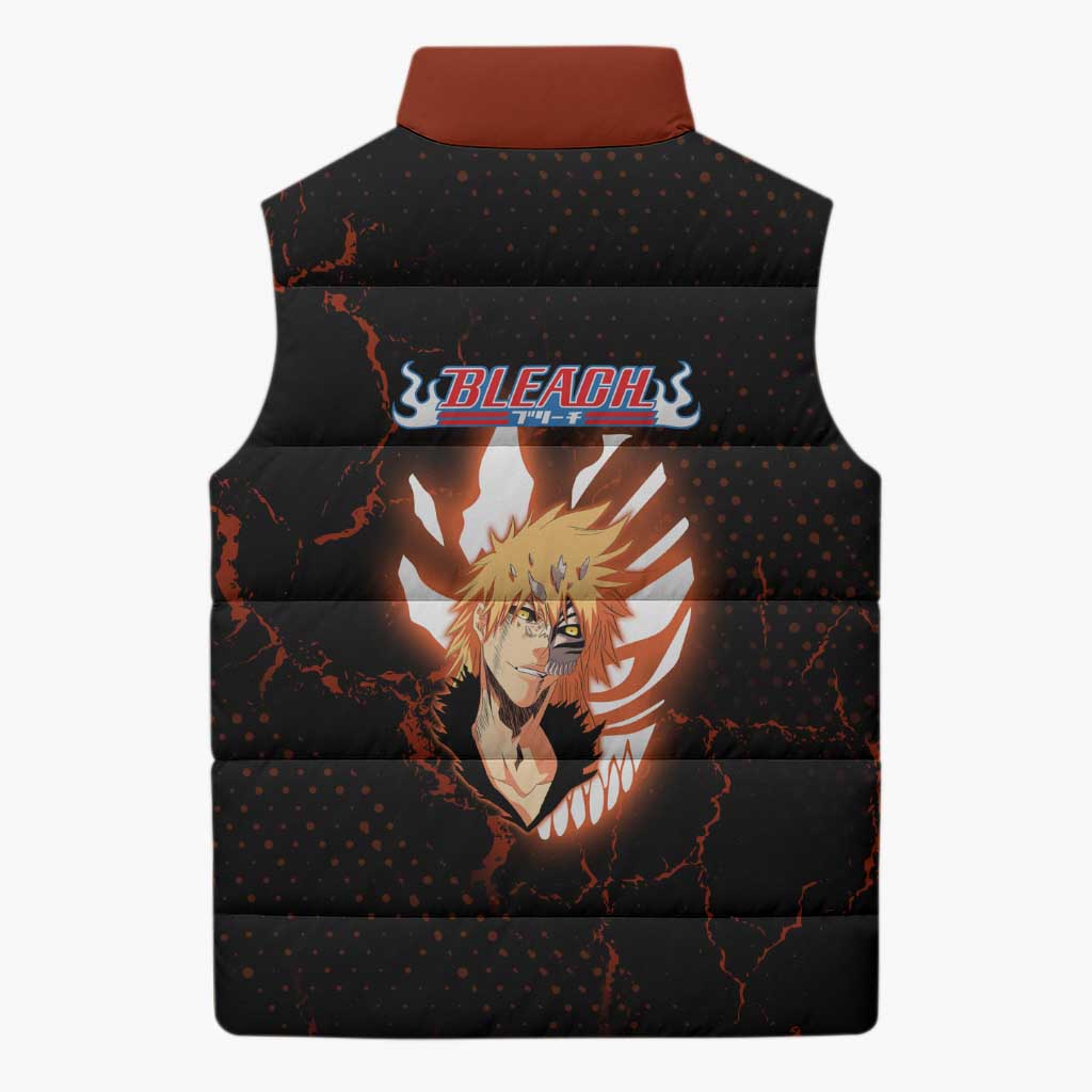 Ichigo Kurosaki Bleach Sleeveless Puffer Jacket Fiery Anime Grunge Aesthetic