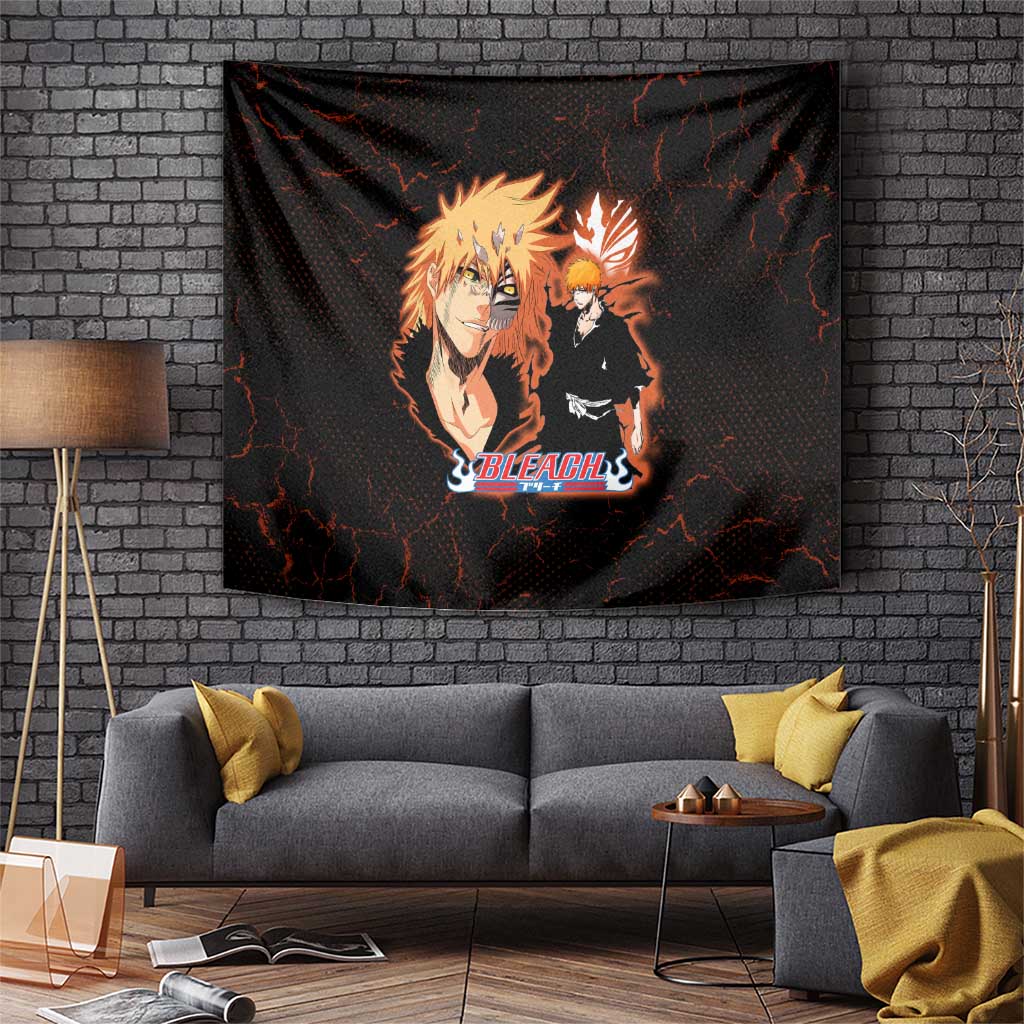 Ichigo Kurosaki Bleach Tapestry Fiery Anime Grunge Aesthetic