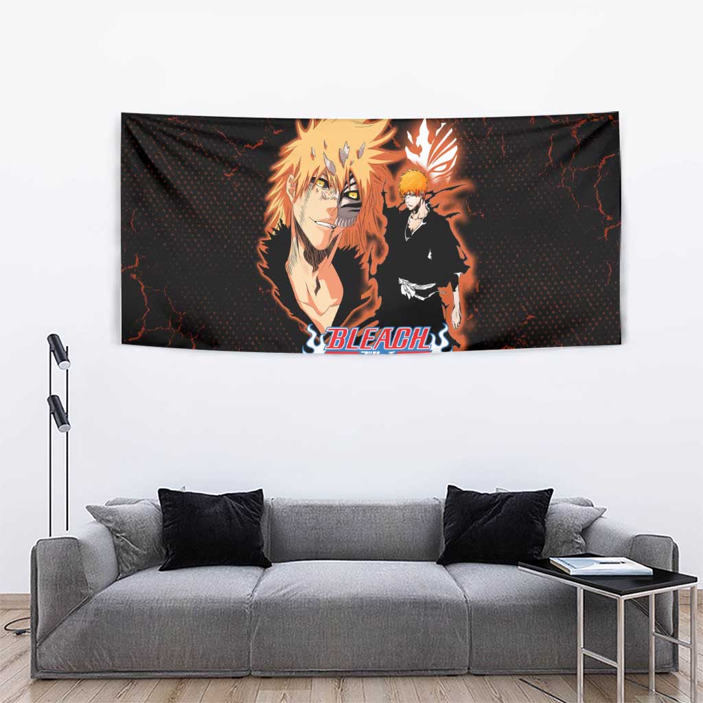 Ichigo Kurosaki Bleach Tapestry Fiery Anime Grunge Aesthetic