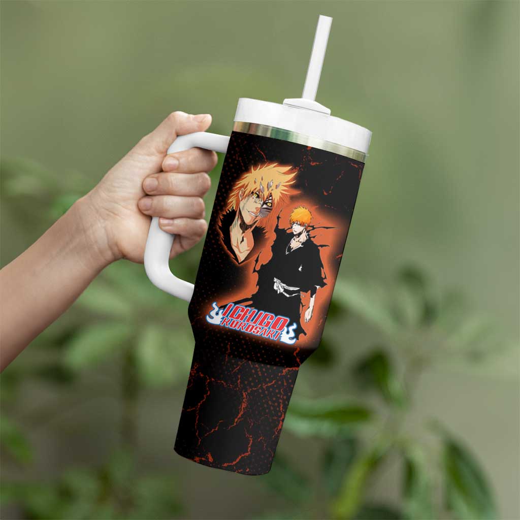Ichigo Kurosaki Bleach Tumbler With Handle Fiery Anime Grunge Aesthetic