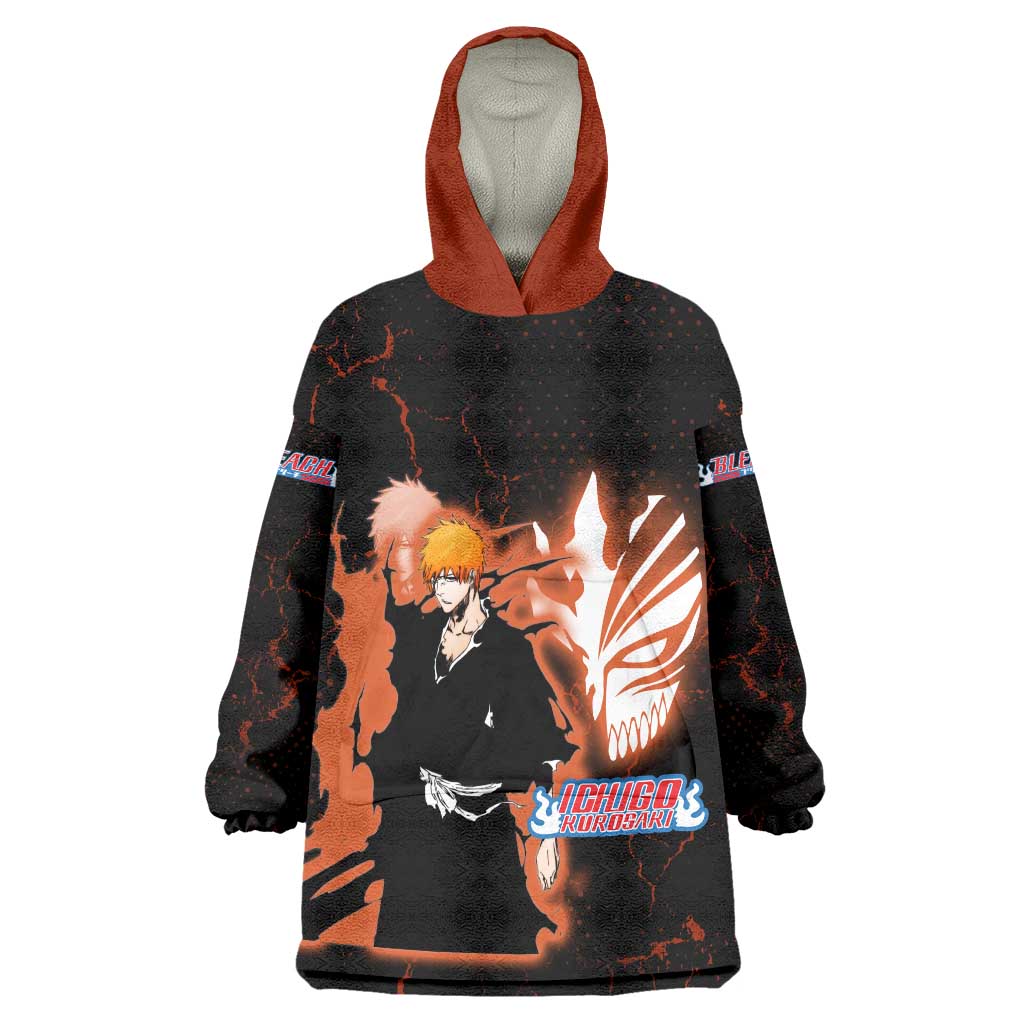 Ichigo Kurosaki Bleach Wearable Blanket Hoodie Fiery Anime Grunge Aesthetic