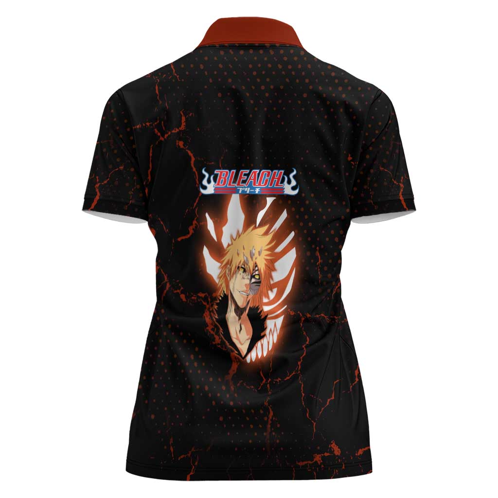 Ichigo Kurosaki Bleach Women Polo Shirt Fiery Anime Grunge Aesthetic