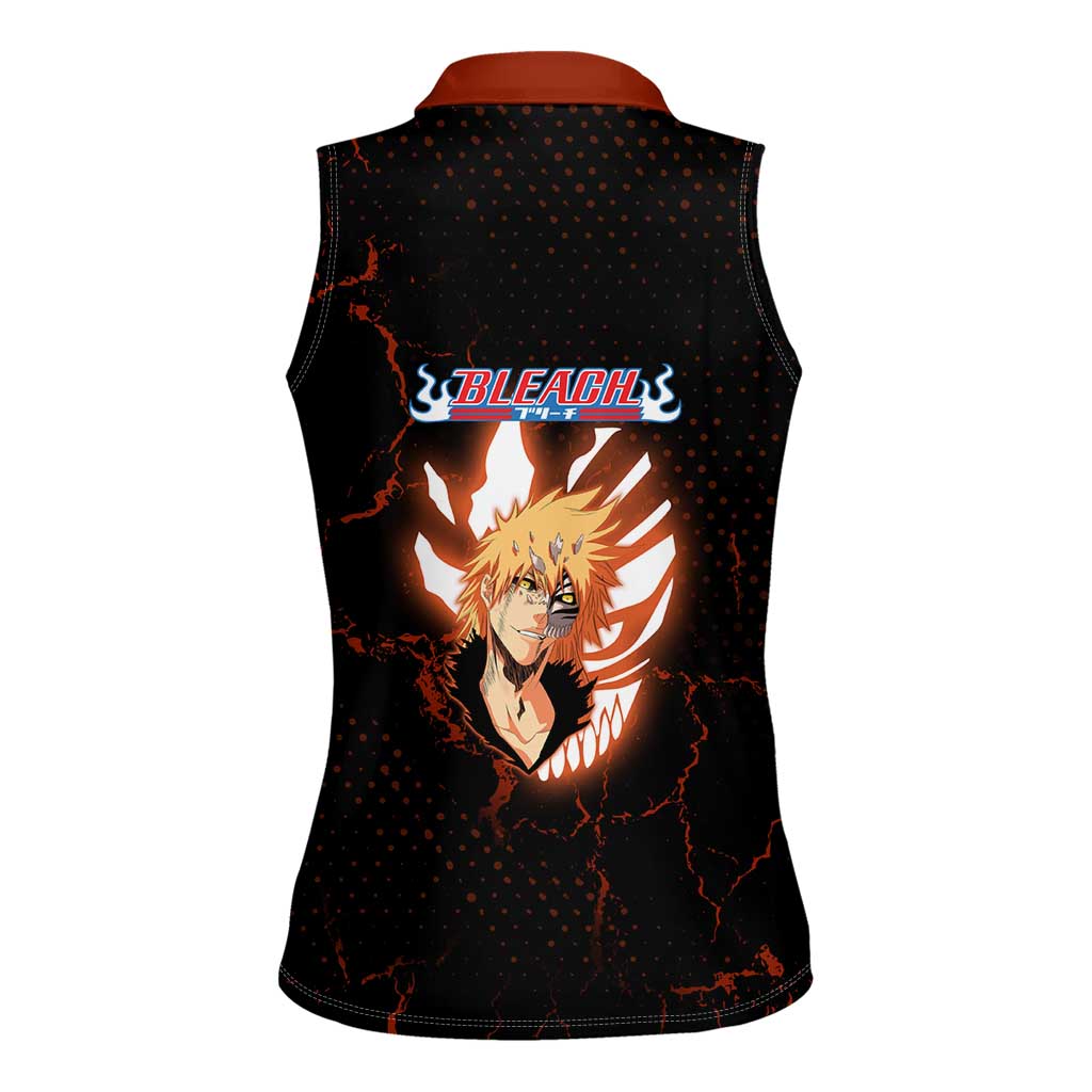 Ichigo Kurosaki Bleach Women Sleeveless Polo Shirt Fiery Anime Grunge Aesthetic