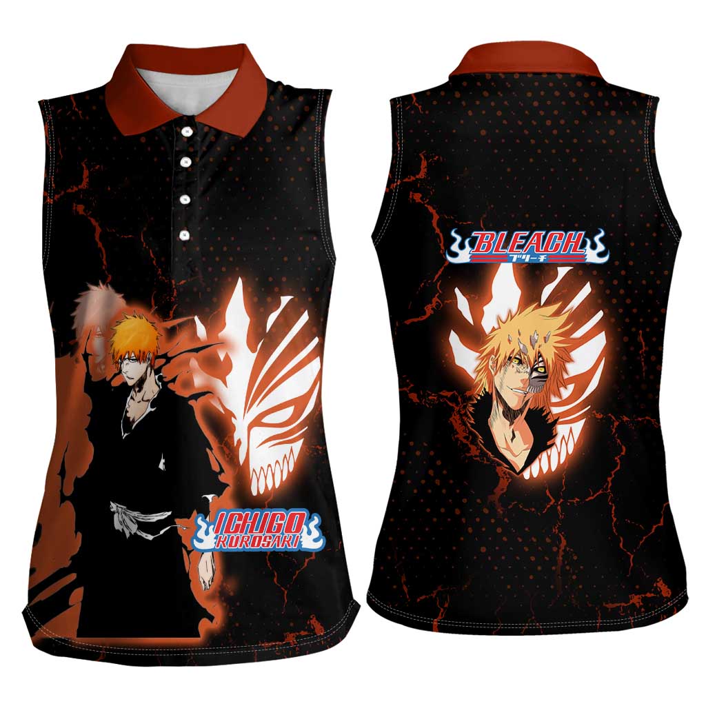 Ichigo Kurosaki Bleach Women Sleeveless Polo Shirt Fiery Anime Grunge Aesthetic