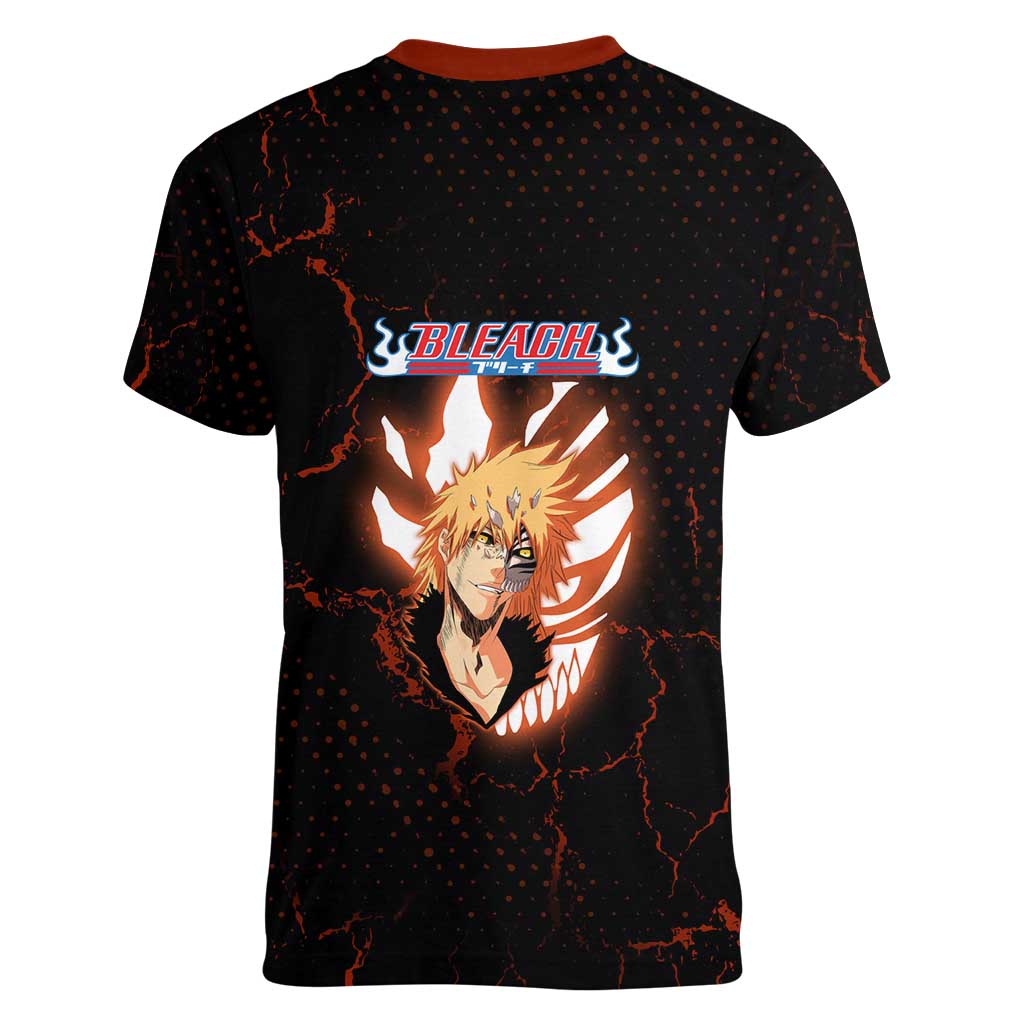 Ichigo Kurosaki Bleach Women V-Neck T-Shirt Fiery Anime Grunge Aesthetic