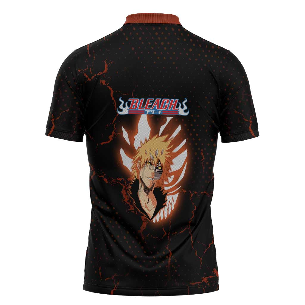 Ichigo Kurosaki Bleach Zipper Polo Shirt Fiery Anime Grunge Aesthetic