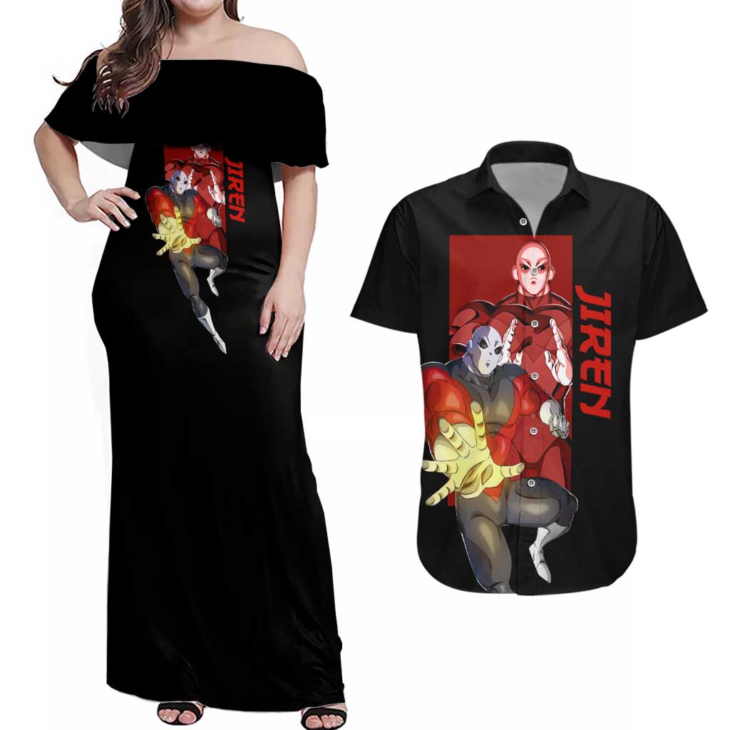 Jiren - Dragon Ball Couples Matching Off Shoulder Maxi Dress and Hawaiian Shirt Anime Style