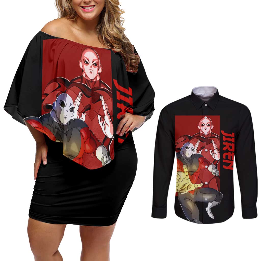 Jiren - Dragon Ball Couples Matching Off Shoulder Short Dress and Long Sleeve Button Shirt Anime Style