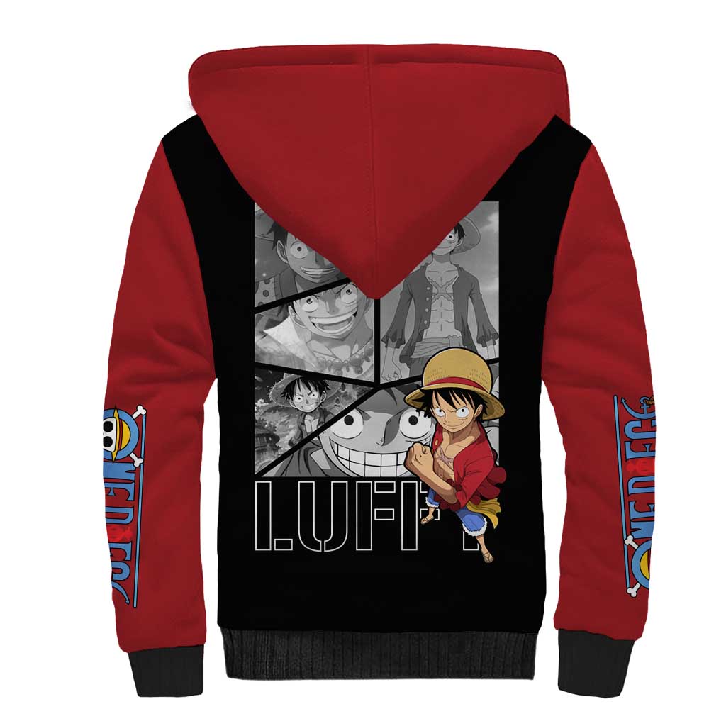 Luffy Mix Manga - One Piece Sherpa Hoodie Anime Mix Manga