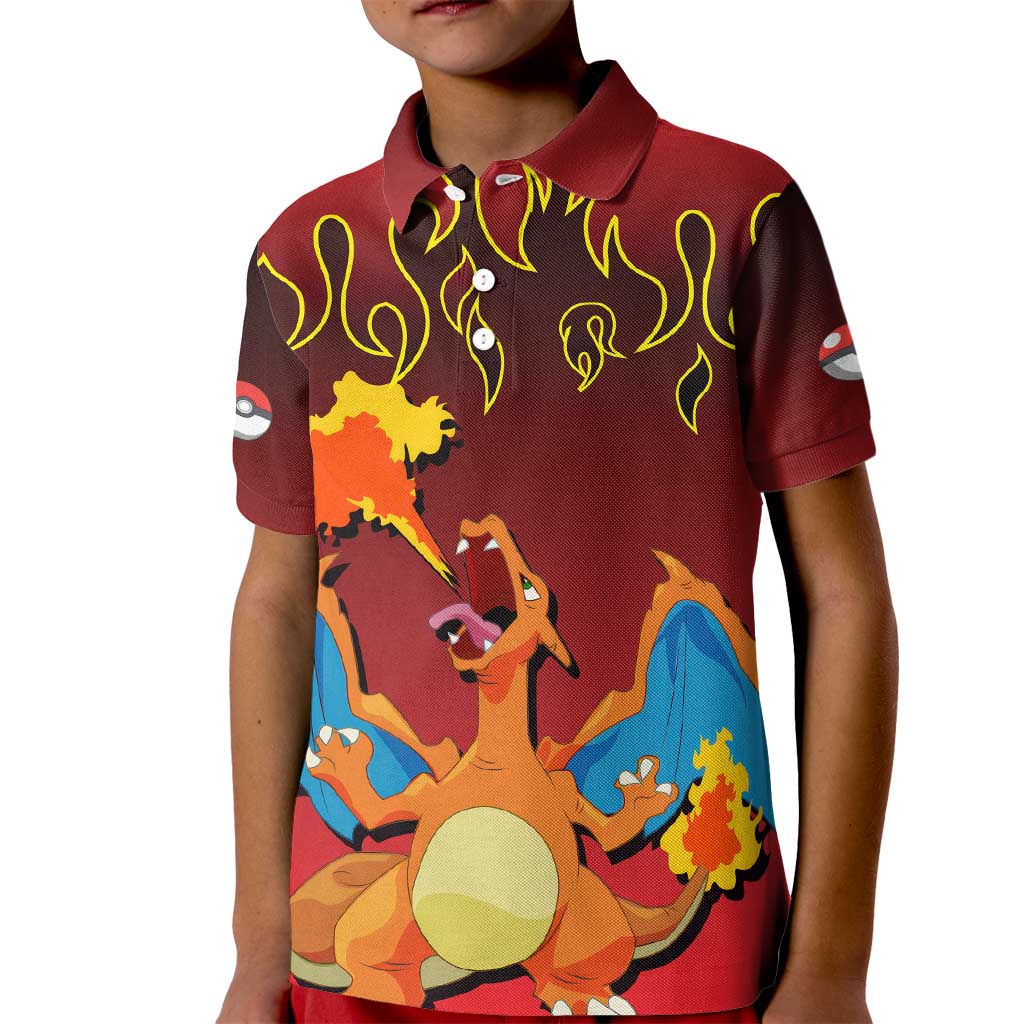 Charizard Dragon - Poke Kid Polo Shirt Anime Style