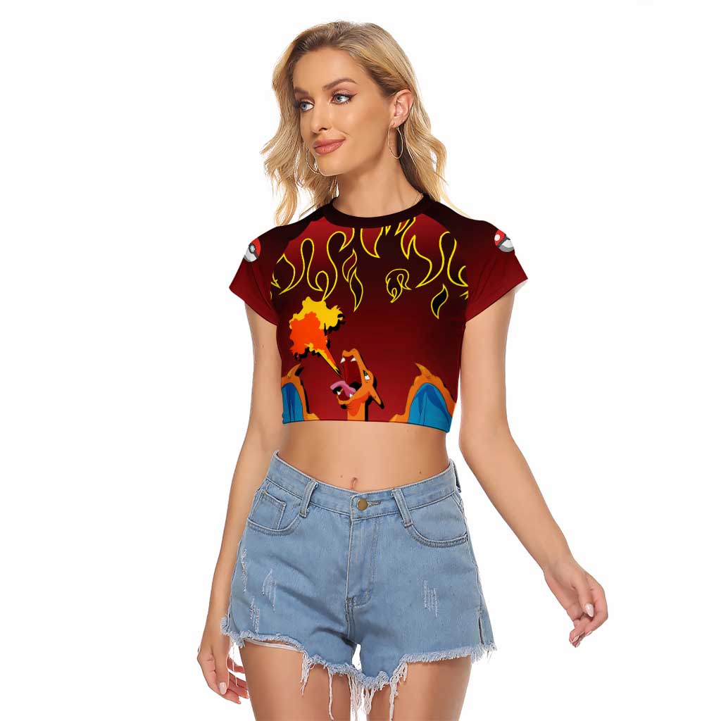 Charizard Dragon - Poke Raglan Cropped T Shirt Anime Style