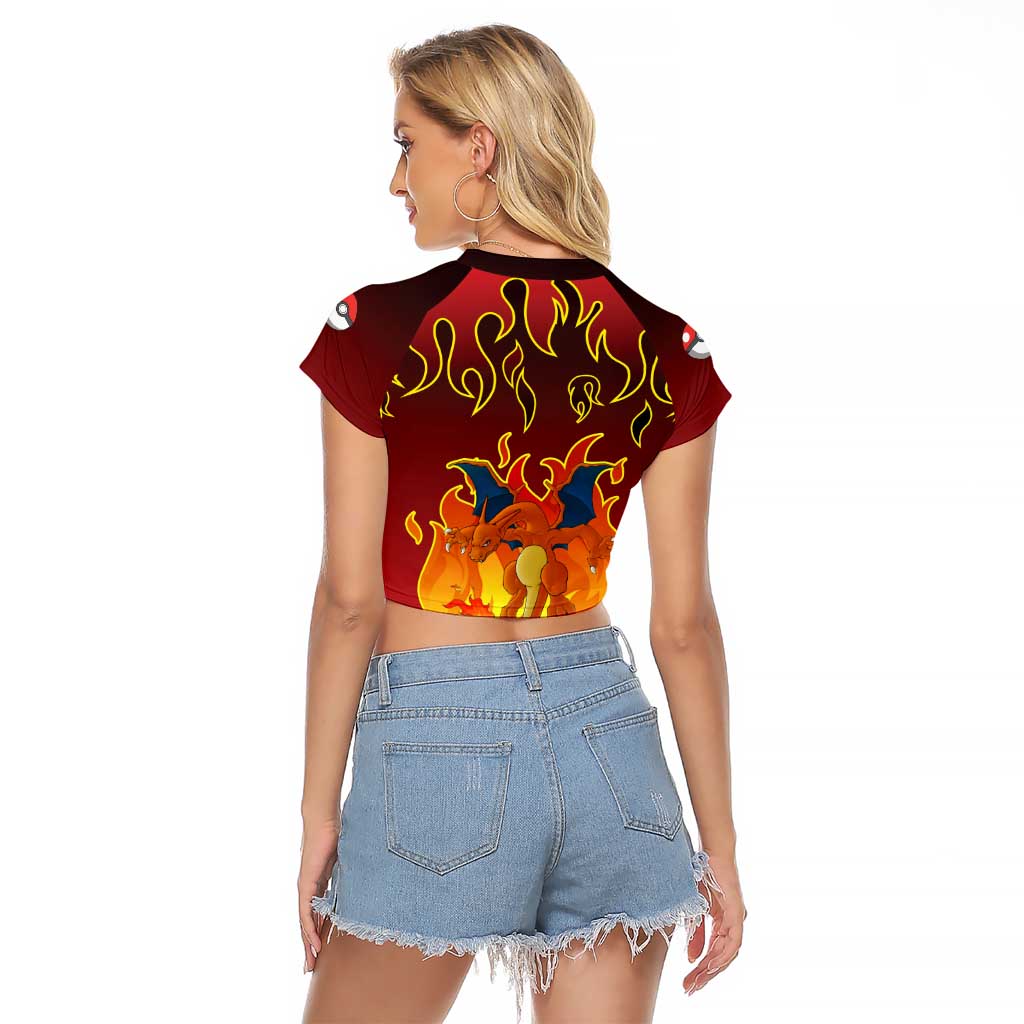 Charizard Dragon - Poke Raglan Cropped T Shirt Anime Style