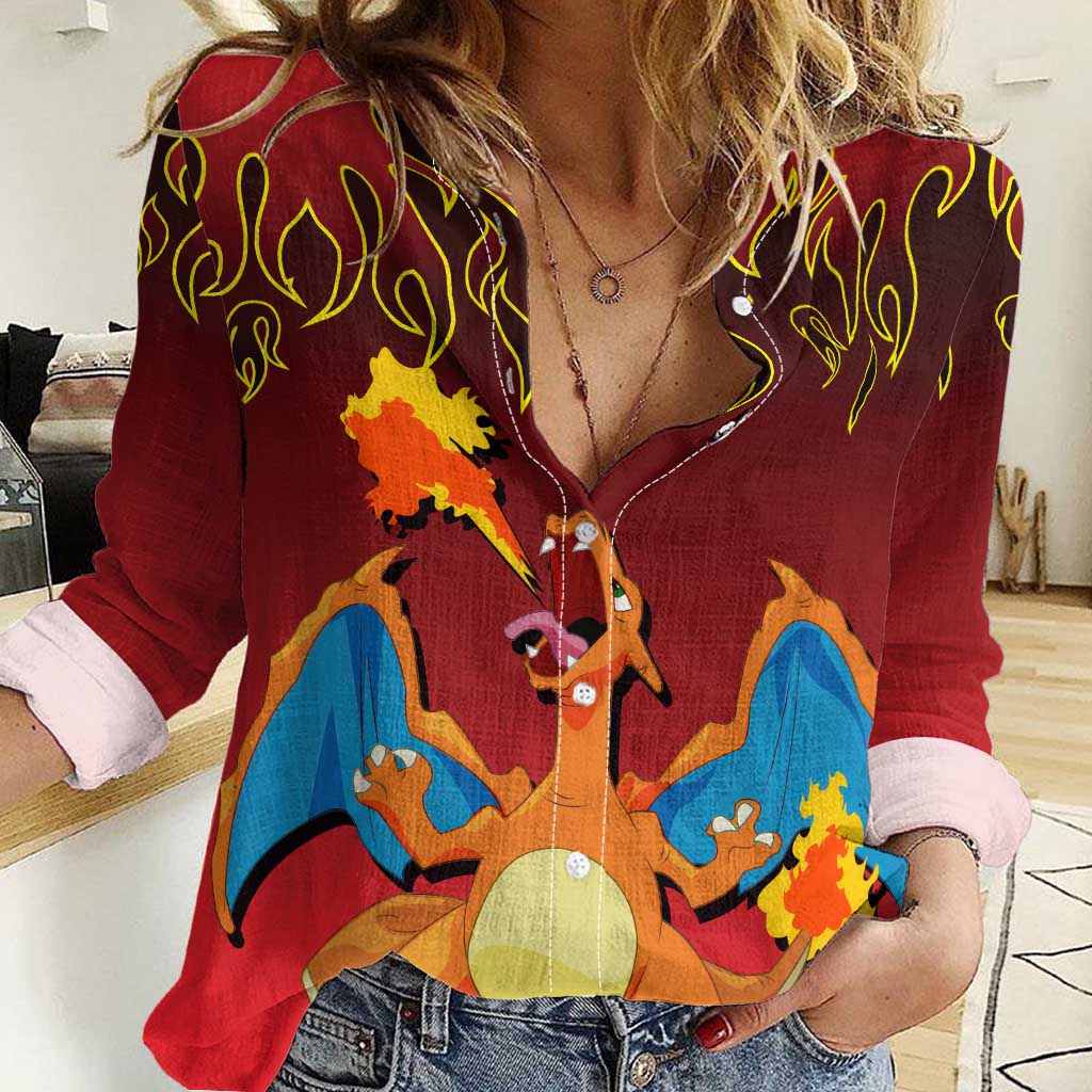 Charizard Dragon - Poke Women Casual Shirt Anime Style