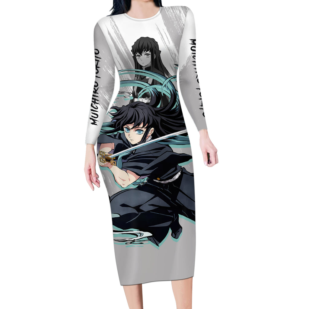 Muichiro Tokito Long Sleeve Bodycon Dress Demon Slayer