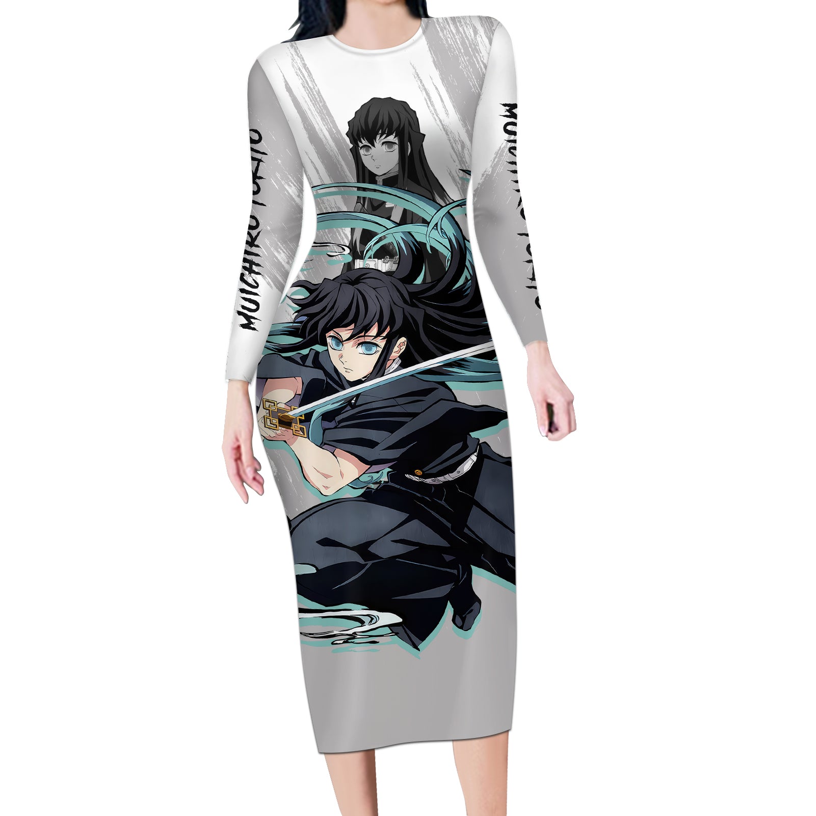 Muichiro Tokito Long Sleeve Bodycon Dress Demon Slayer