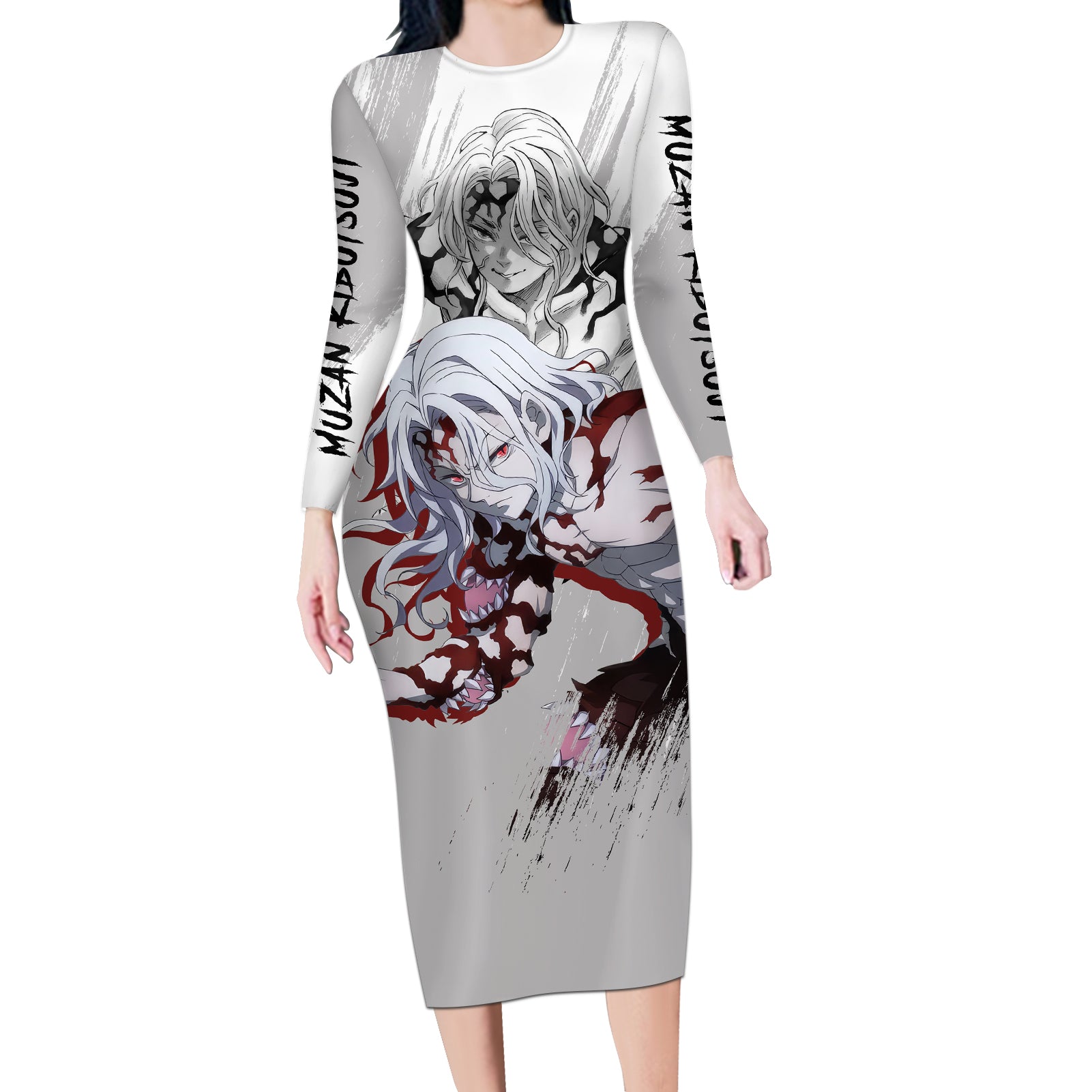 Muzan Kibutsuji Long Sleeve Bodycon Dress Demon Slayer