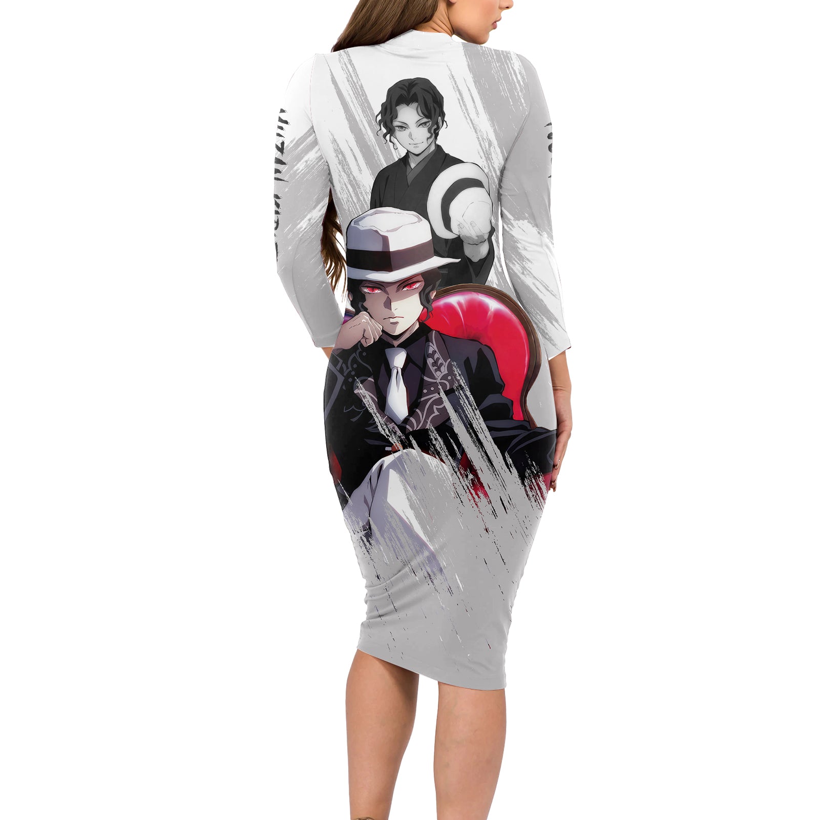 Muzan Kibutsuji Long Sleeve Bodycon Dress Demon Slayer