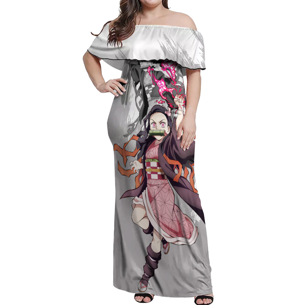 Nezuko Off Shoulder Maxi Dress Demon Slayer