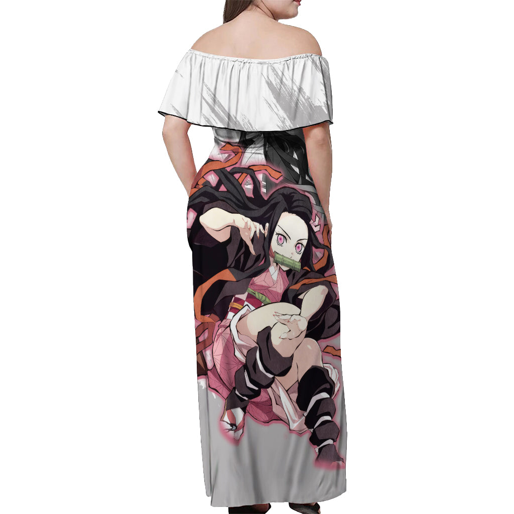 Nezuko Off Shoulder Maxi Dress Demon Slayer