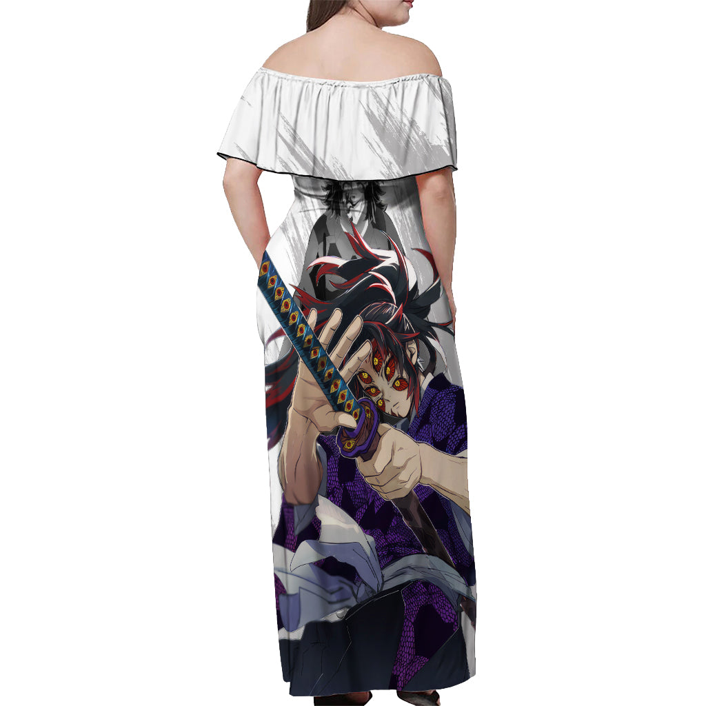 Kokushibo Off Shoulder Maxi Dress Demon Slayer