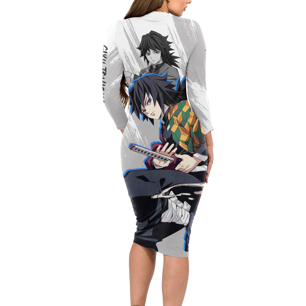 Giyu Tomioka Long Sleeve Bodycon Dress Demon Slayer