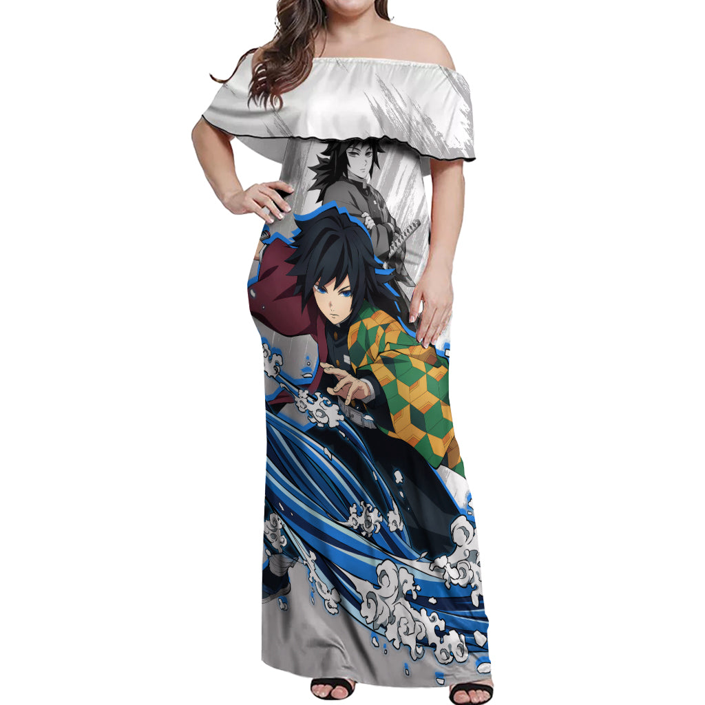 Giyu Tomioka Off Shoulder Maxi Dress Demon Slayer