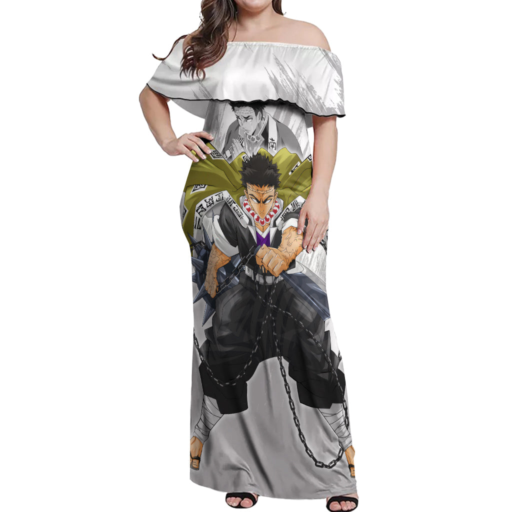 Gyomei Himejima Off Shoulder Maxi Dress Demon Slayer